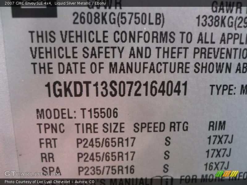 Liquid Silver Metallic / Ebony 2007 GMC Envoy SLE 4x4