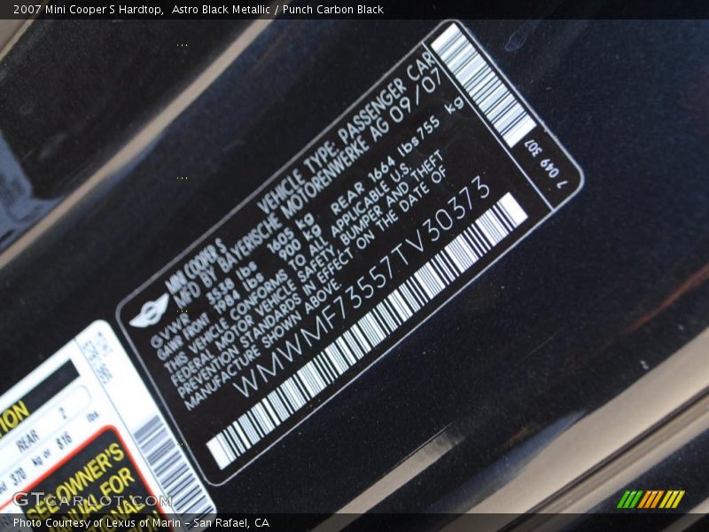 Astro Black Metallic / Punch Carbon Black 2007 Mini Cooper S Hardtop