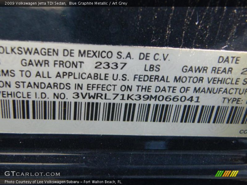 Blue Graphite Metallic / Art Grey 2009 Volkswagen Jetta TDI Sedan