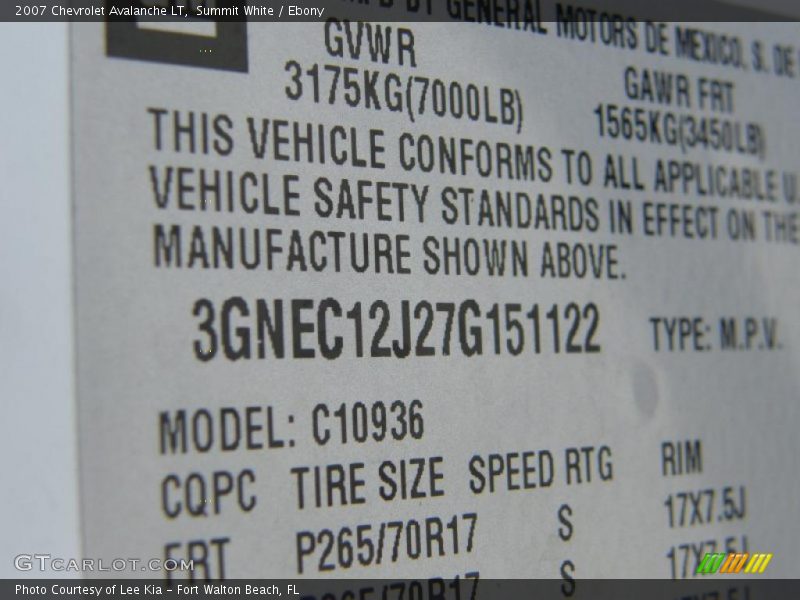 Summit White / Ebony 2007 Chevrolet Avalanche LT