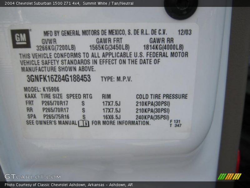 Summit White / Tan/Neutral 2004 Chevrolet Suburban 1500 Z71 4x4