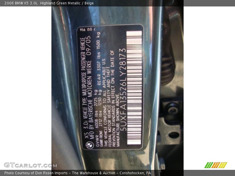 Highland Green Metallic / Beige 2006 BMW X5 3.0i