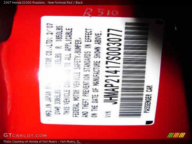 New Formula Red / Black 2007 Honda S2000 Roadster