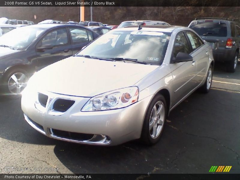 Liquid Silver Metallic / Ebony Black 2008 Pontiac G6 V6 Sedan