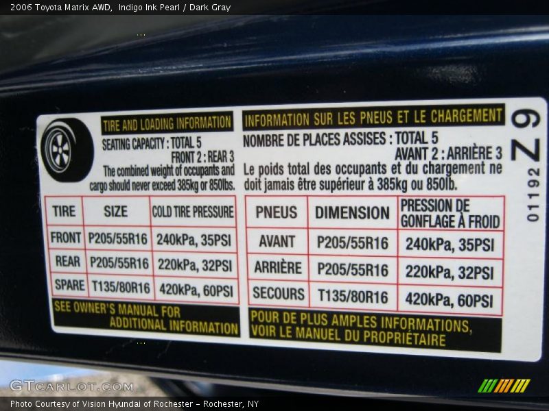 Indigo Ink Pearl / Dark Gray 2006 Toyota Matrix AWD