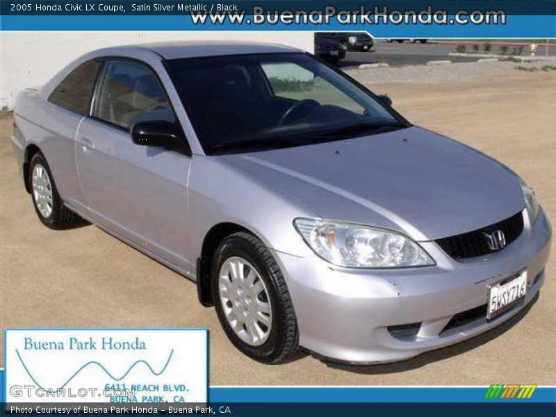 Satin Silver Metallic / Black 2005 Honda Civic LX Coupe