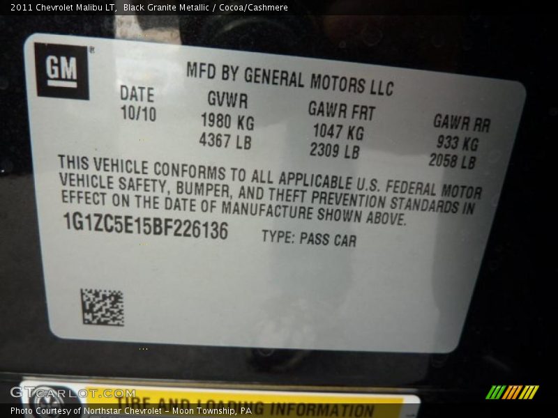 Black Granite Metallic / Cocoa/Cashmere 2011 Chevrolet Malibu LT