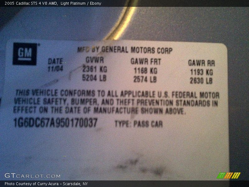 Light Platinum / Ebony 2005 Cadillac STS 4 V8 AWD