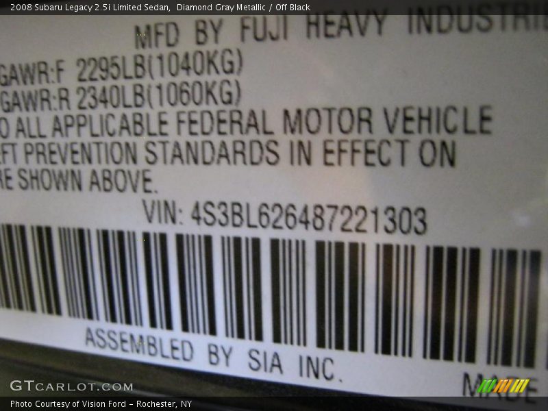 Diamond Gray Metallic / Off Black 2008 Subaru Legacy 2.5i Limited Sedan