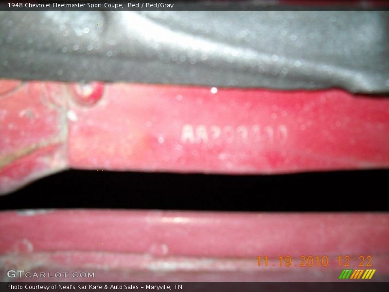 Info Tag of 1948 Fleetmaster Sport Coupe