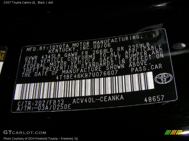 Black / Ash 2007 Toyota Camry LE