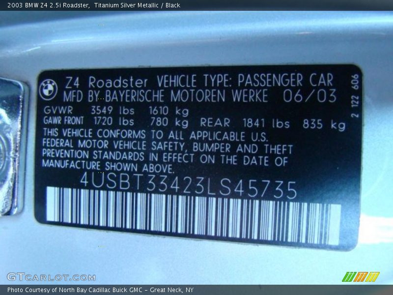 Titanium Silver Metallic / Black 2003 BMW Z4 2.5i Roadster