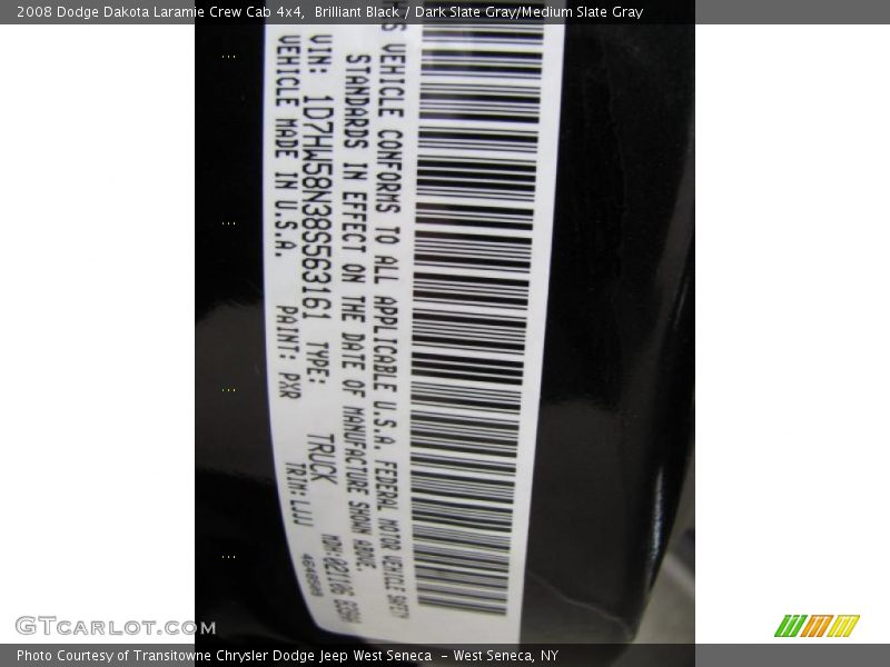 Brilliant Black / Dark Slate Gray/Medium Slate Gray 2008 Dodge Dakota Laramie Crew Cab 4x4