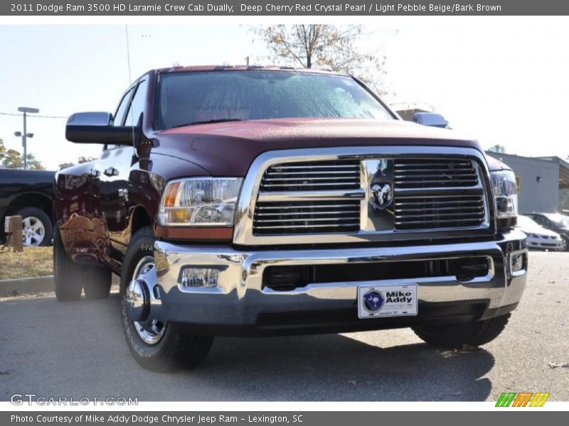 Deep Cherry Red Crystal Pearl / Light Pebble Beige/Bark Brown 2011 Dodge Ram 3500 HD Laramie Crew Cab Dually