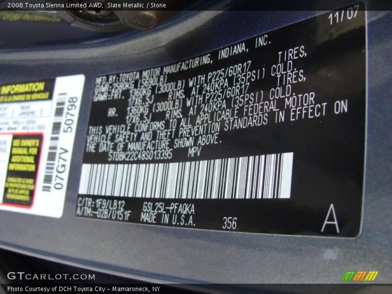 Slate Metallic / Stone 2008 Toyota Sienna Limited AWD