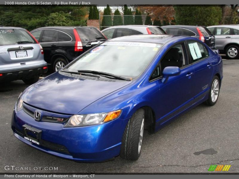 Fiji Blue Pearl / Black 2008 Honda Civic Si Sedan