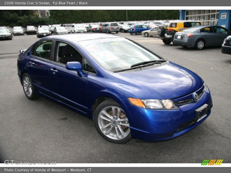 Fiji Blue Pearl / Black 2008 Honda Civic Si Sedan