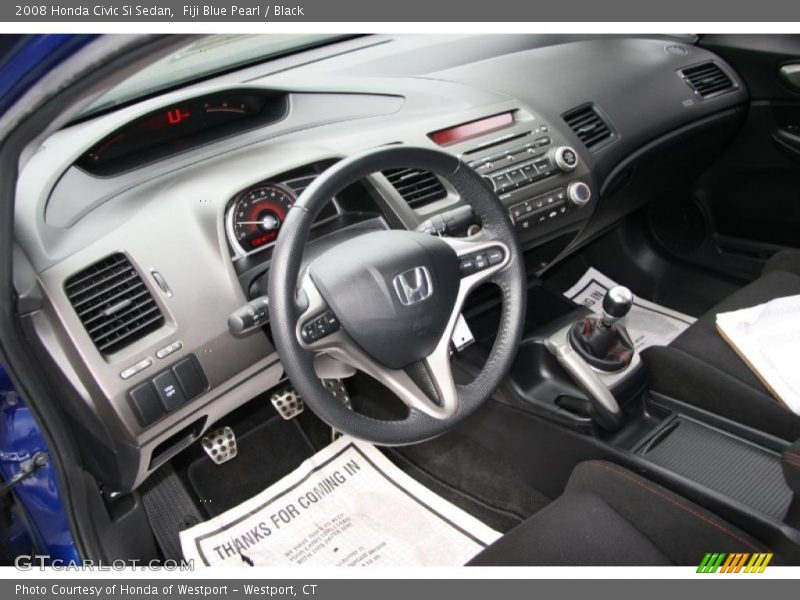 Fiji Blue Pearl / Black 2008 Honda Civic Si Sedan