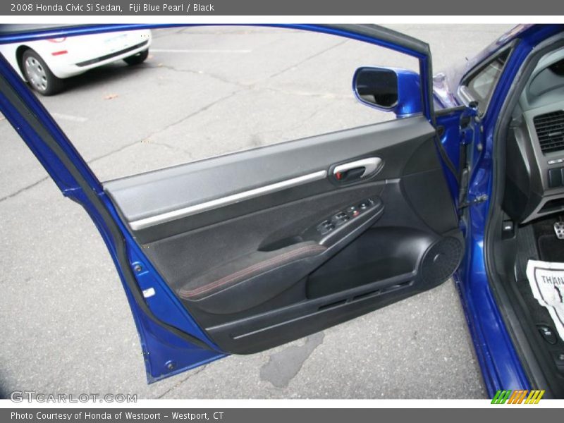 Fiji Blue Pearl / Black 2008 Honda Civic Si Sedan
