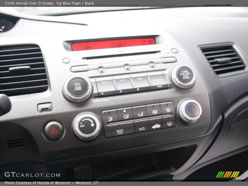 Fiji Blue Pearl / Black 2008 Honda Civic Si Sedan