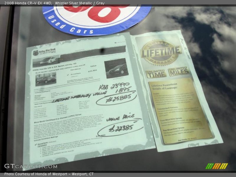 Whistler Silver Metallic / Gray 2008 Honda CR-V EX 4WD