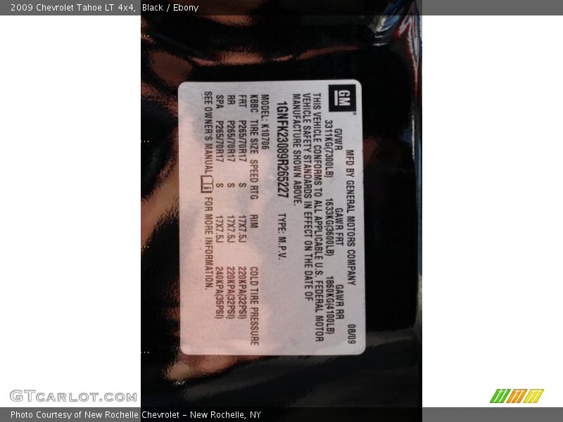 Black / Ebony 2009 Chevrolet Tahoe LT 4x4