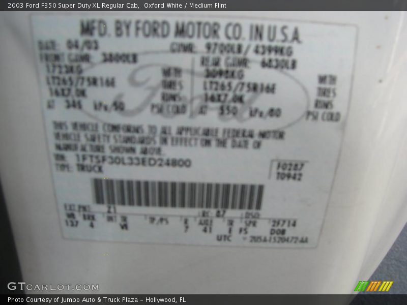 Oxford White / Medium Flint 2003 Ford F350 Super Duty XL Regular Cab