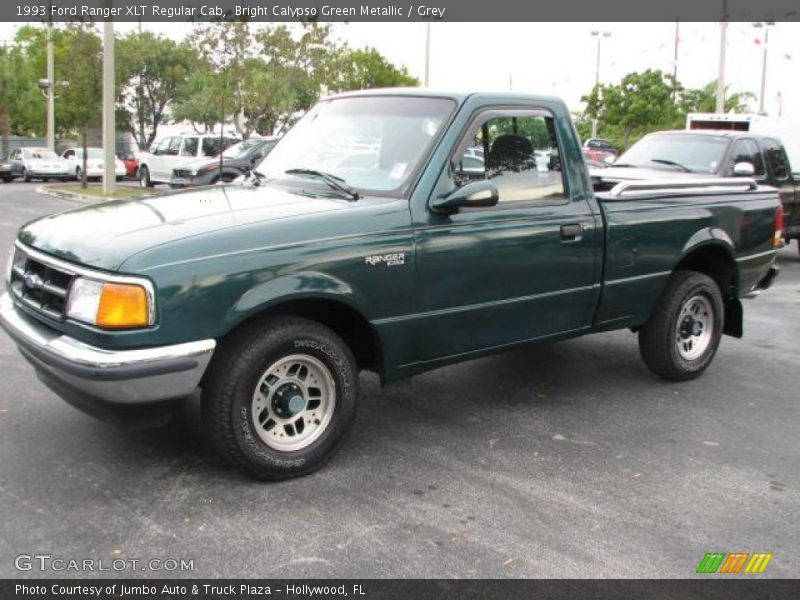 Bright Calypso Green Metallic / Grey 1993 Ford Ranger XLT Regular Cab