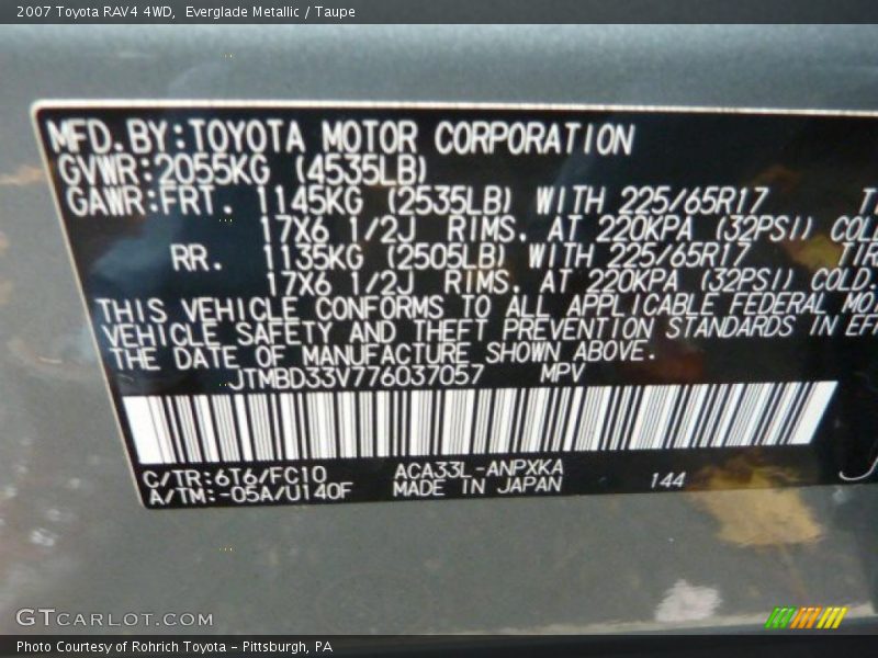 Everglade Metallic / Taupe 2007 Toyota RAV4 4WD