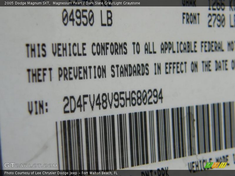 Magnesium Pearl / Dark Slate Gray/Light Graystone 2005 Dodge Magnum SXT