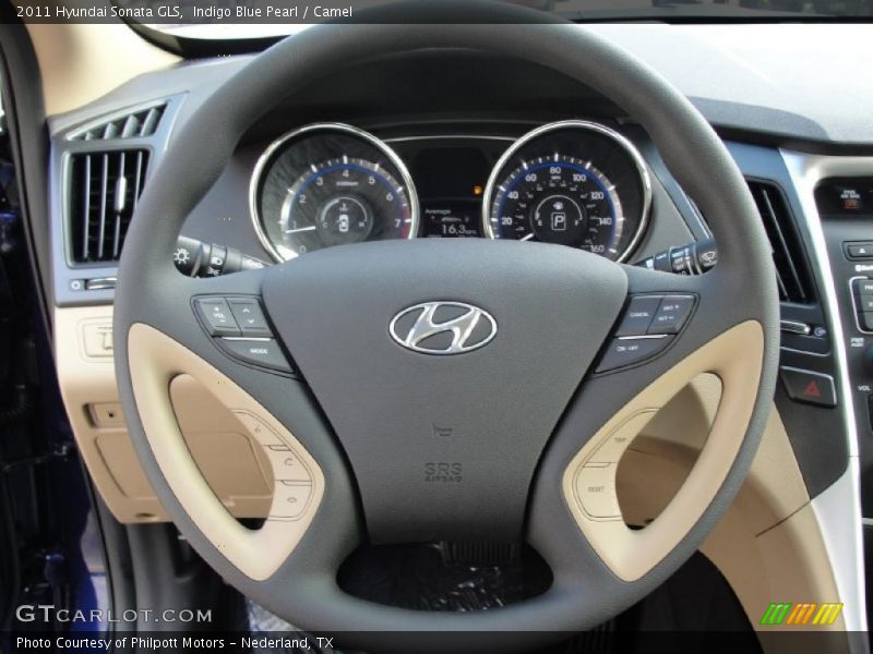 Indigo Blue Pearl / Camel 2011 Hyundai Sonata GLS