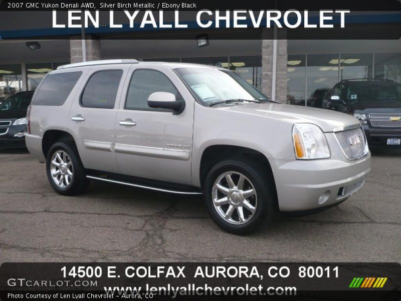 Silver Birch Metallic / Ebony Black 2007 GMC Yukon Denali AWD
