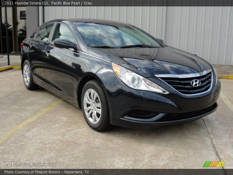 Pacific Blue Pearl / Gray 2011 Hyundai Sonata GLS