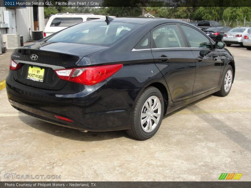 Pacific Blue Pearl / Gray 2011 Hyundai Sonata GLS