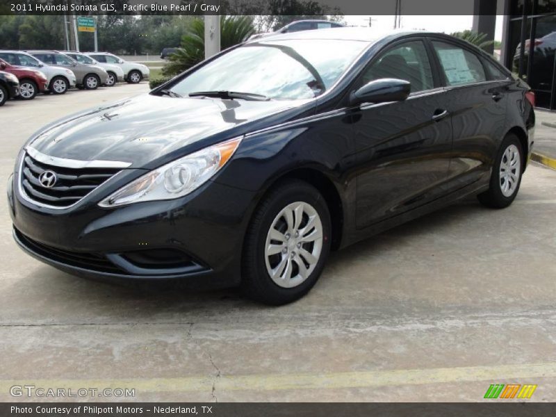 Pacific Blue Pearl / Gray 2011 Hyundai Sonata GLS