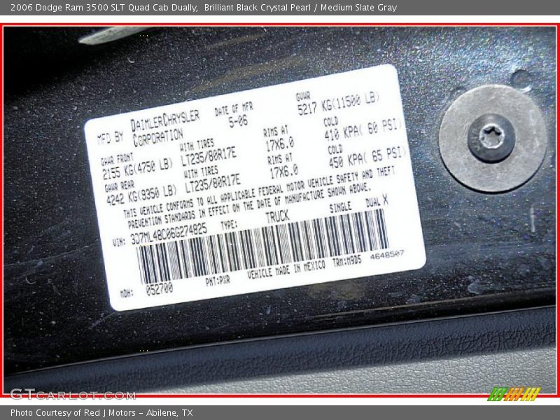 Brilliant Black Crystal Pearl / Medium Slate Gray 2006 Dodge Ram 3500 SLT Quad Cab Dually