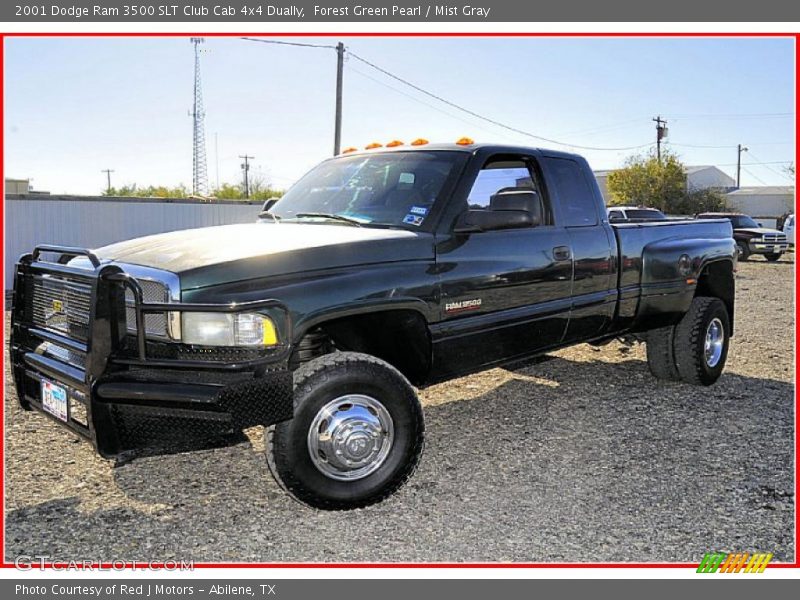 Forest Green Pearl / Mist Gray 2001 Dodge Ram 3500 SLT Club Cab 4x4 Dually