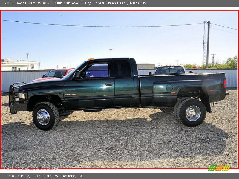 Forest Green Pearl / Mist Gray 2001 Dodge Ram 3500 SLT Club Cab 4x4 Dually