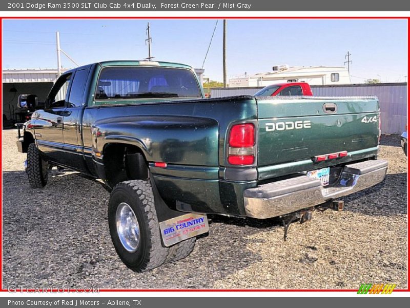Forest Green Pearl / Mist Gray 2001 Dodge Ram 3500 SLT Club Cab 4x4 Dually