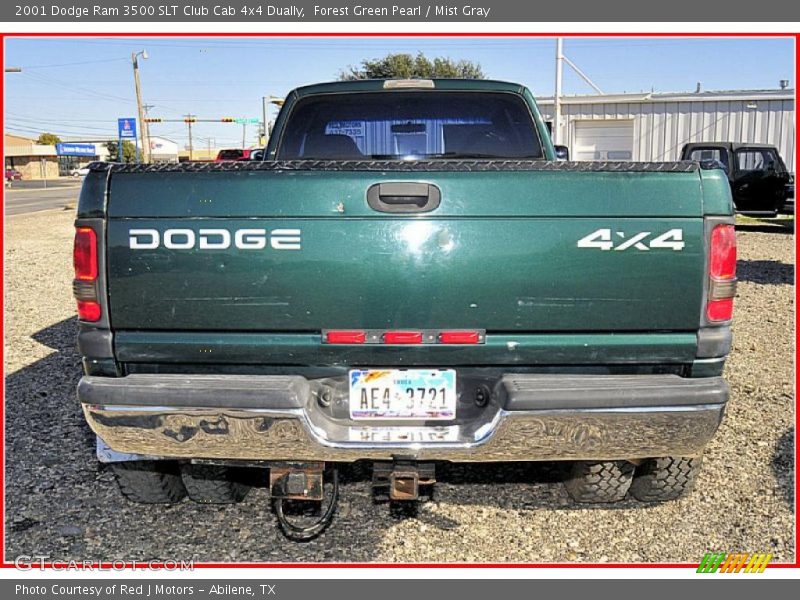 Forest Green Pearl / Mist Gray 2001 Dodge Ram 3500 SLT Club Cab 4x4 Dually