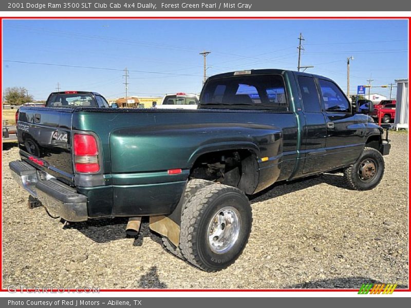 Forest Green Pearl / Mist Gray 2001 Dodge Ram 3500 SLT Club Cab 4x4 Dually