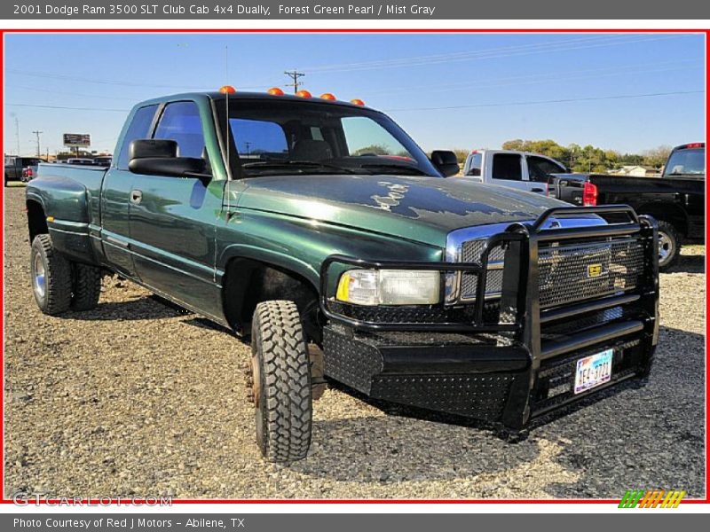 Forest Green Pearl / Mist Gray 2001 Dodge Ram 3500 SLT Club Cab 4x4 Dually