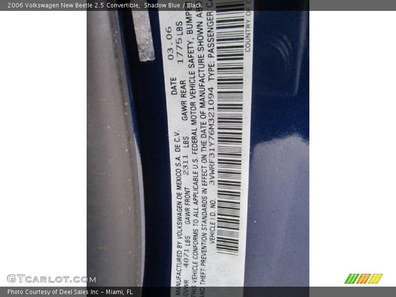 Shadow Blue / Black 2006 Volkswagen New Beetle 2.5 Convertible