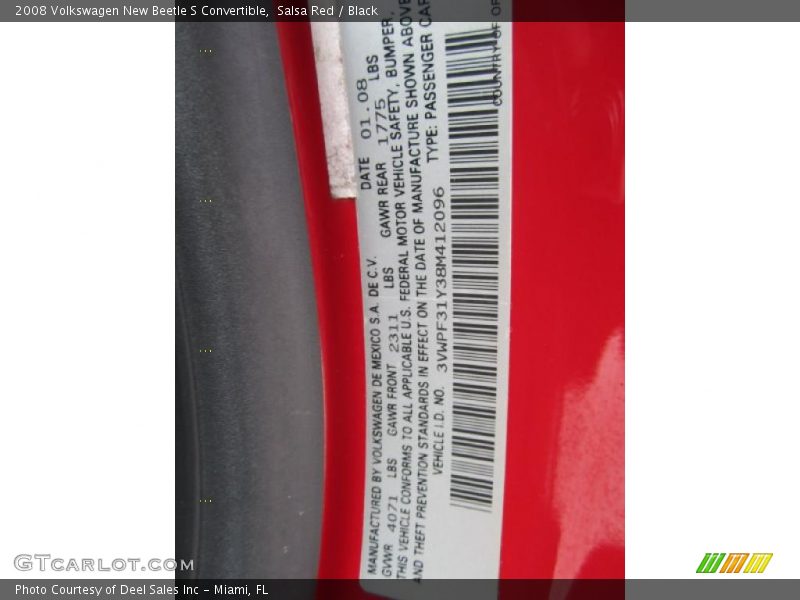 Salsa Red / Black 2008 Volkswagen New Beetle S Convertible