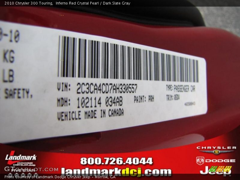 Inferno Red Crystal Pearl / Dark Slate Gray 2010 Chrysler 300 Touring