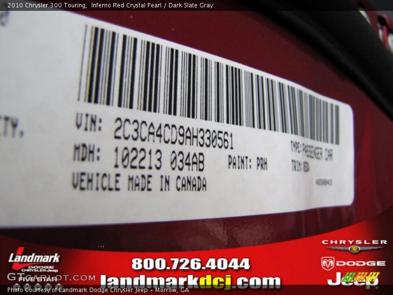 Inferno Red Crystal Pearl / Dark Slate Gray 2010 Chrysler 300 Touring