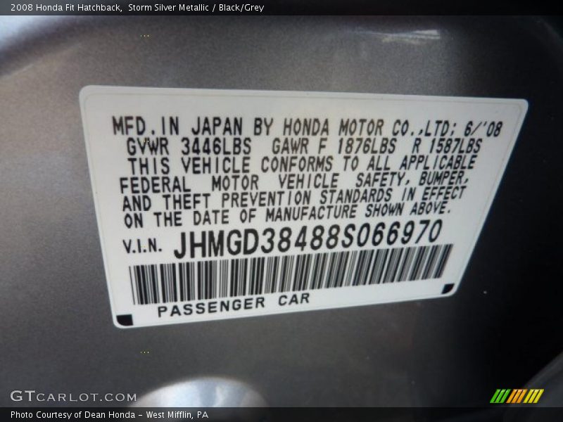 Storm Silver Metallic / Black/Grey 2008 Honda Fit Hatchback