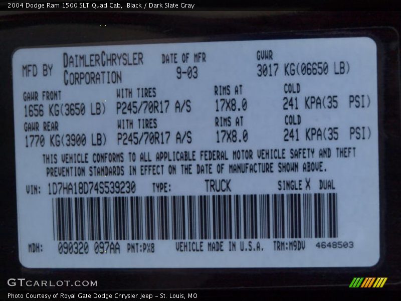 Black / Dark Slate Gray 2004 Dodge Ram 1500 SLT Quad Cab