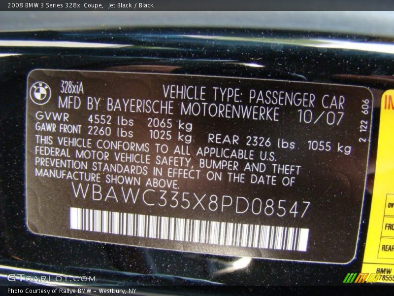 Jet Black / Black 2008 BMW 3 Series 328xi Coupe