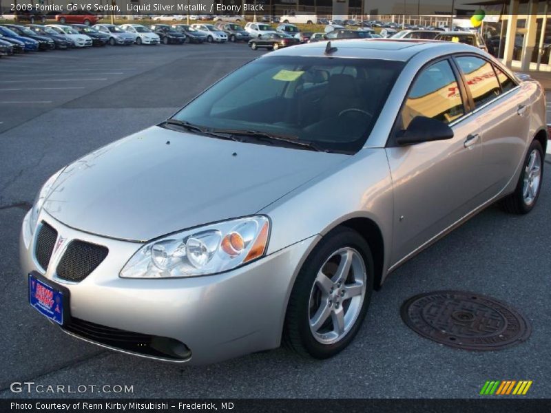 Liquid Silver Metallic / Ebony Black 2008 Pontiac G6 V6 Sedan